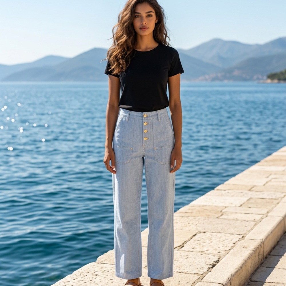 Sandro Light Blue High-Rise Women Jeans